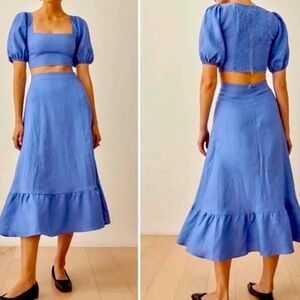 Reformation NWT Yucca Linen Two Piece Set in Dusk 4